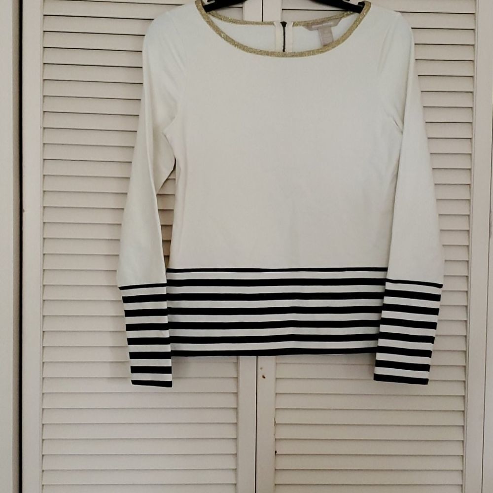 BANANA REPUBLICwomanXs black & creme sailor stripes blouse